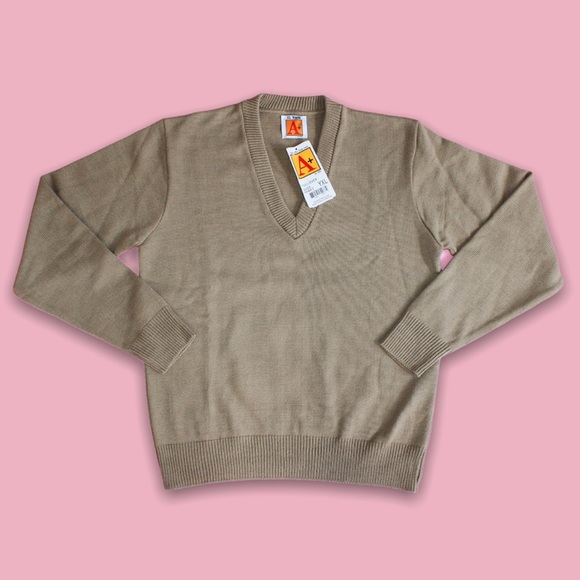 Vtg Deadstock Youth Uniform Acrylic V-Neck Sweater - Picture 10 of 10